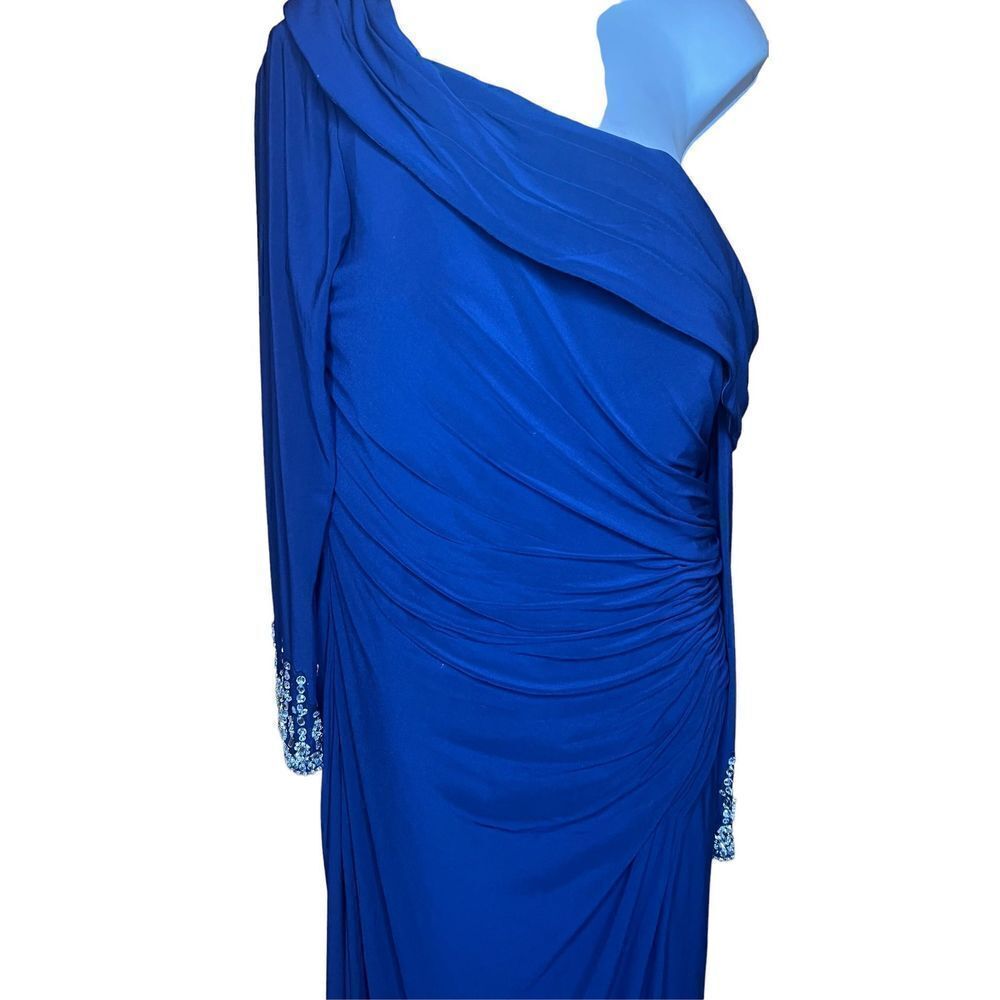 Mac Duggal One Shoulder Long Sleeve Jersey Gown NWT Size 14 - Picture 5 of 10